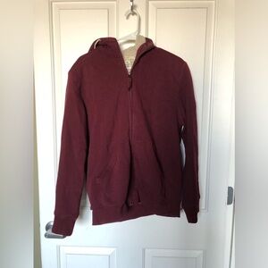 H&M Men's Maroon Full-Zip lined Hooded Sweater Size Medium